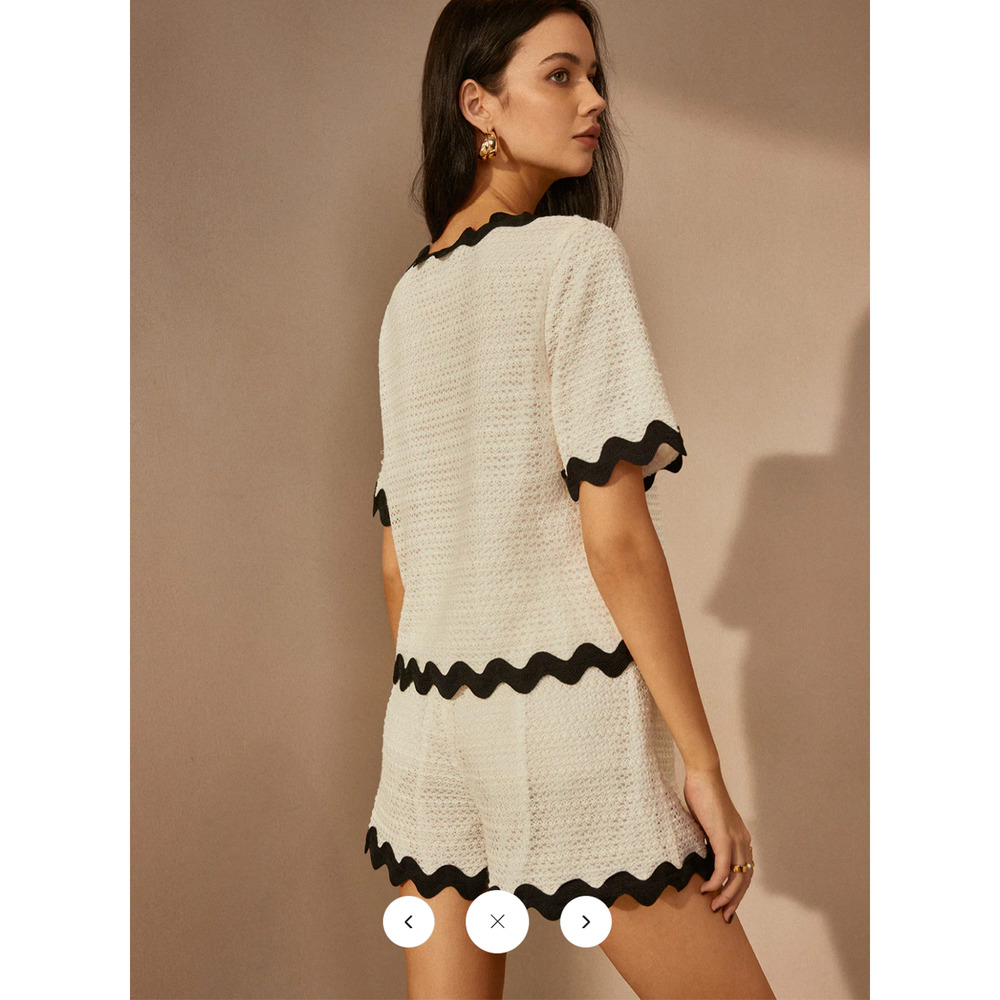Copied - NWT Commense Contrast Trim V-Neck Shorts Set Szm - Picture 5 of 6